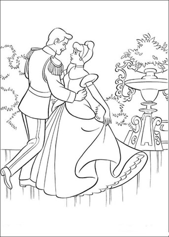 The Prince Is Dancing With Cinderella  Coloring page