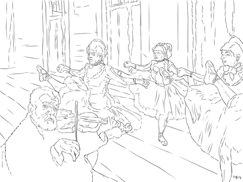 The Rehearsal by Edgar Degas Coloring page