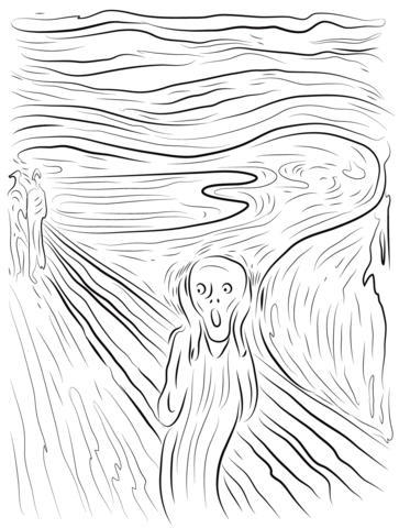 The Scream by Edvard Munch Coloring page