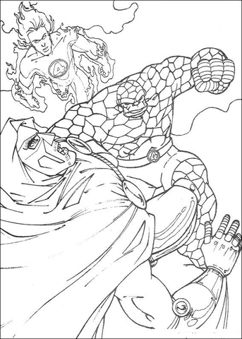 The Thing Hits His Enemy  Coloring page