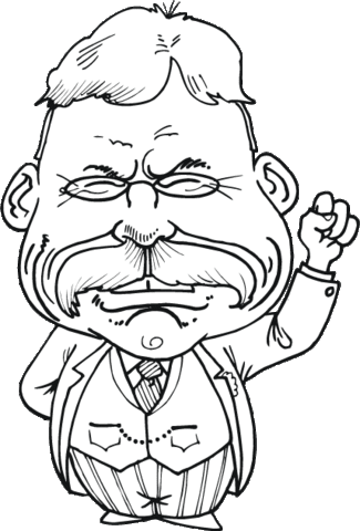 Theodore Roosevelt Caricature Coloring page