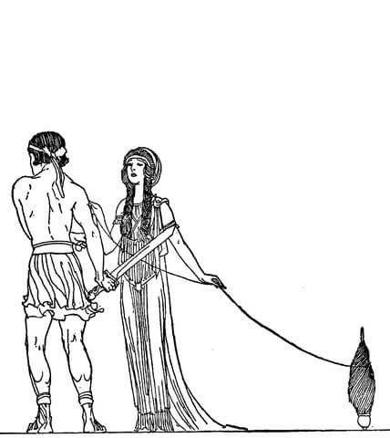 Theseus and Ariadne Coloring page