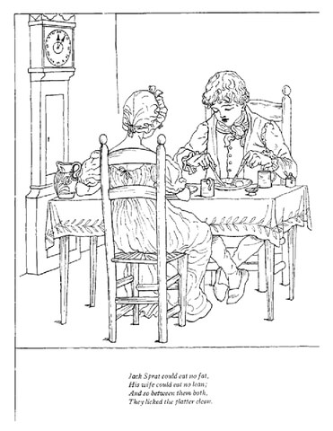 Jack Sprat could eat no fat nursery rhyme Coloring page