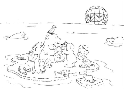 Animals on the ice Coloring page