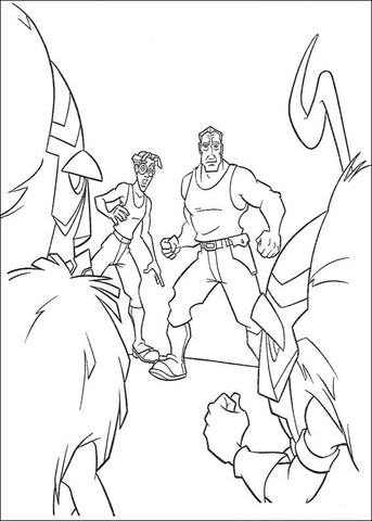 Milo and Rourke are ready to fight Coloring page