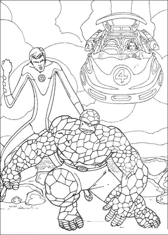 Mr. Fantastic is walking with the Thing  Coloring page