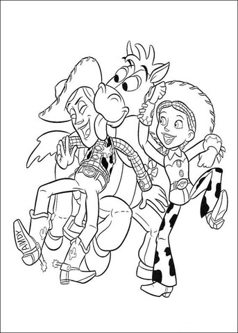 Woody, Jessie and Bullseye  Coloring page
