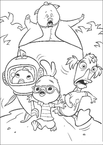 Running Away from aliens Coloring page