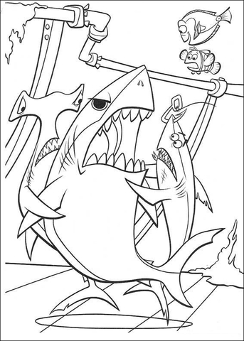 Three Sharks  Coloring page