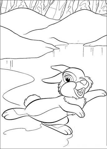 Thumper and Ice Skating Coloring page