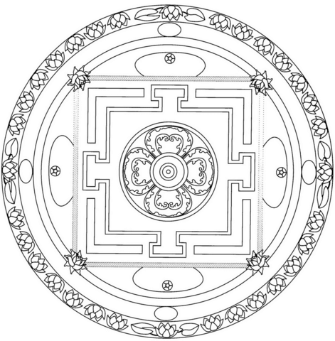 Tibetan Mandala Coloring page