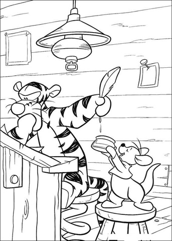 Tigger Is Writing A Letter  Coloring page