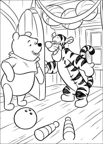 Tigger Opens The Door For Pooh Coloring page