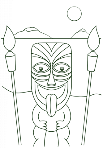 Tiki Man with Torches Coloring page