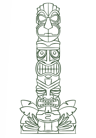Tiki Tribal Pole Coloring page