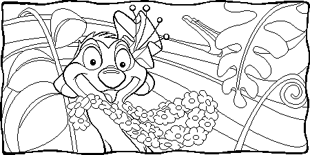 Timon hidden in Flowers  Coloring page