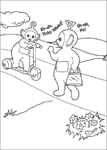 Tinky-Winky And Po  Coloring page
