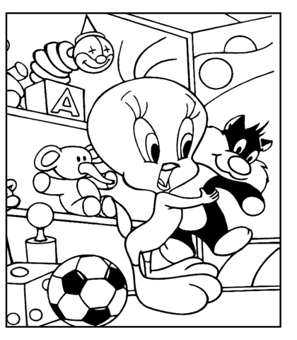 Tweety and His Toys Coloring page