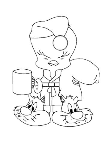 Tweety Wakes up Coloring page