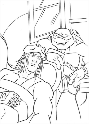 Michelangelo and Casey Jones Coloring page