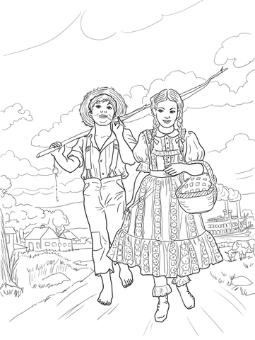 Tom Sawer and Amy Lawrence Coloring page