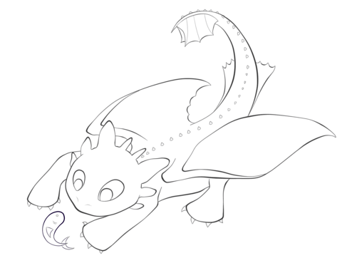 Toothless with The Fish Coloring page