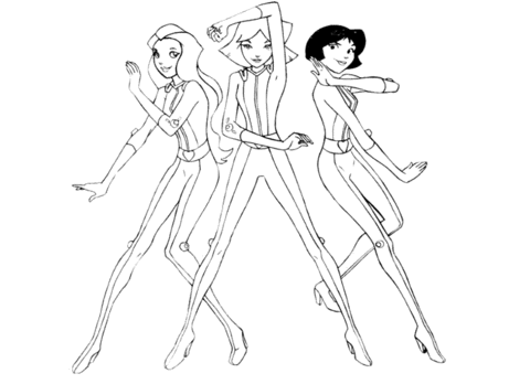 Totally Spies trio:  Clover, Samantha, and Alexandra Coloring page