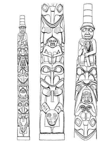Totem Poles Coloring page