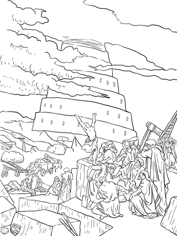 Tower of Babel and the Confusion of Tongues Coloring page