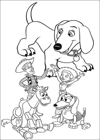 Toys and a dog Coloring page