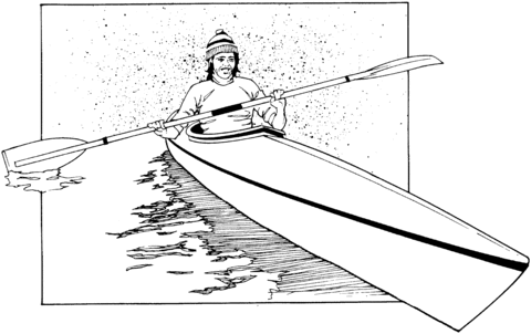 Traveling on Kayak Coloring page