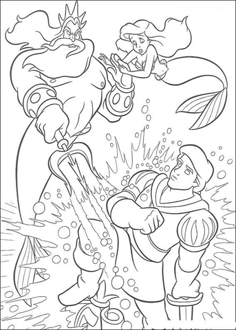Triton is not glad to see Eric  Coloring page