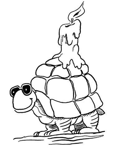 Turtle With Candle Coloring page