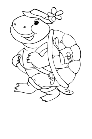 Turtle traveller Coloring page