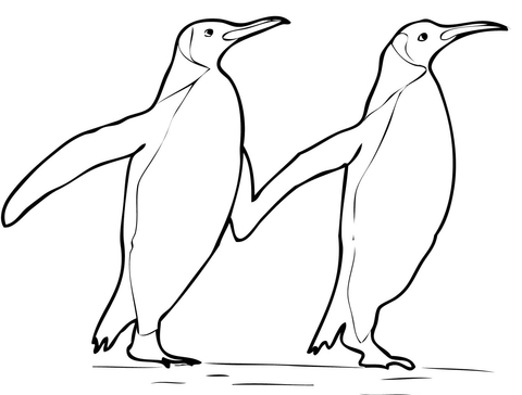 Two King Penguins Coloring page