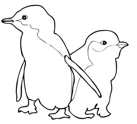 Two Little Blue Penguins Coloring page