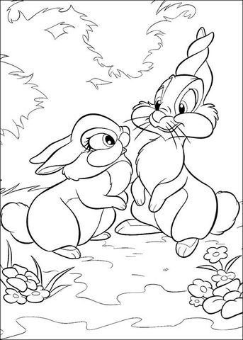 Two Rabbits Coloring page