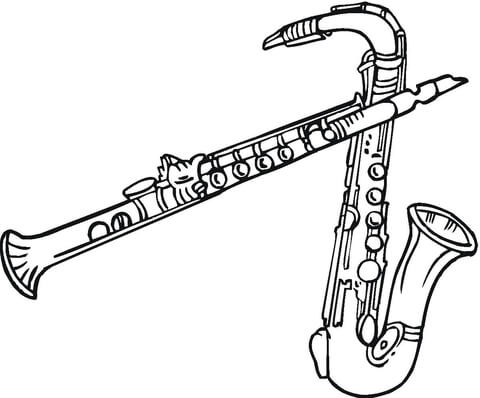 Saxophones and Clarinet  Coloring page