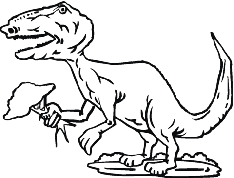 Tyrannosaurus Holds Tree Coloring page