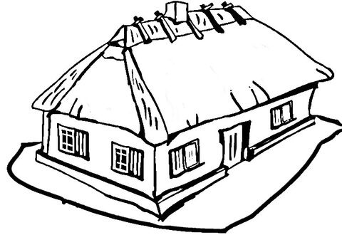 Ukrainian Traditional House  Coloring page