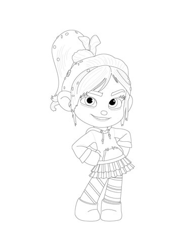 Vanellope Is Posing With Her Hands On Her Hips Coloring page