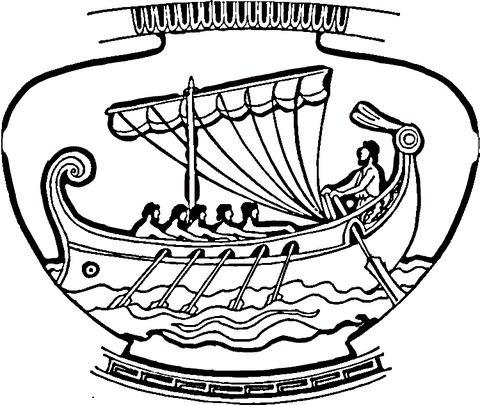 Vase With Ship Ornament  Coloring page