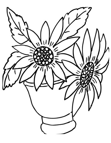 Vase with Sunflowers  Coloring page