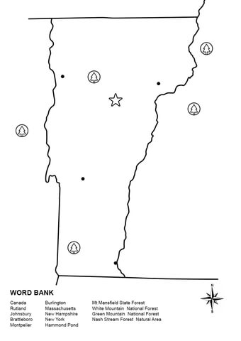 Vermont Map Worksheet Coloring page
