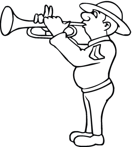 Man with trumpet at veterans day Coloring page