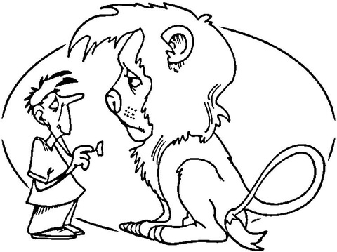 Veterinary and Lion  Coloring page