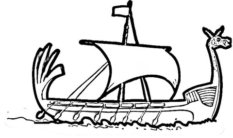 Longship Viking Sea Vessel Coloring page