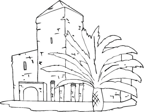 Villa Near The Palms  Coloring page