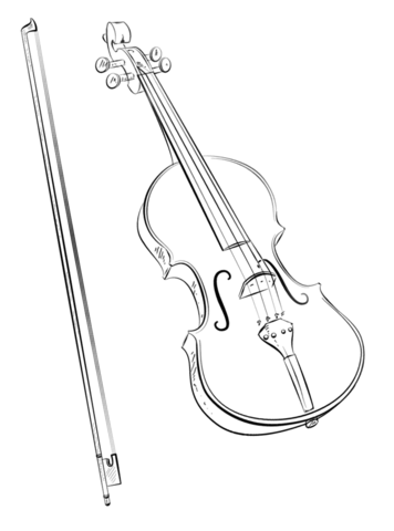 Violin and Bow Coloring page