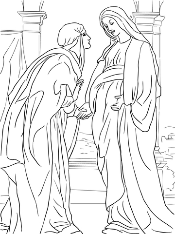 Visitation of Mary to Elizabeth Coloring page